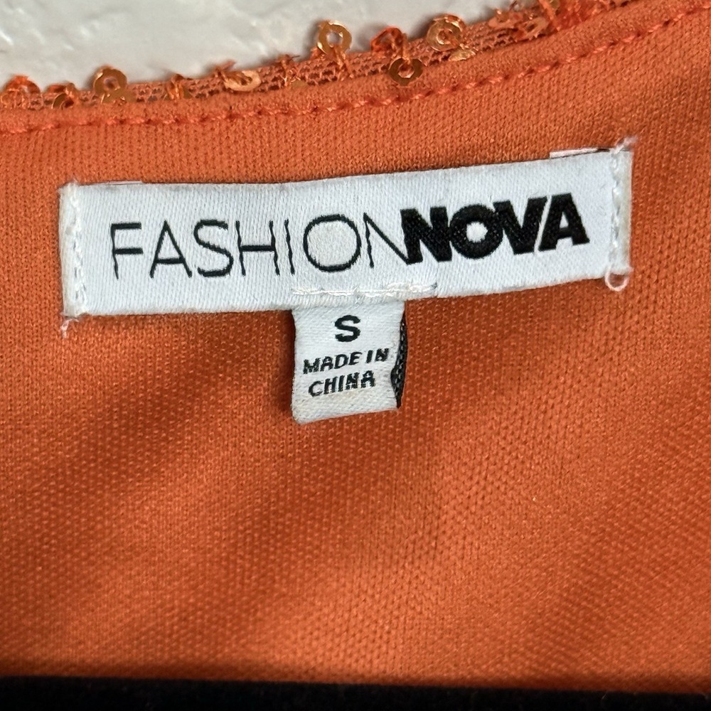 Spotlight On Me Orange Showgirl Style Sequin Mini Dress‎ Size S *Please Read* - Picture 6 of 8